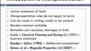 Misrepresentation Lecture 1 of 4 [upl. by Breed]